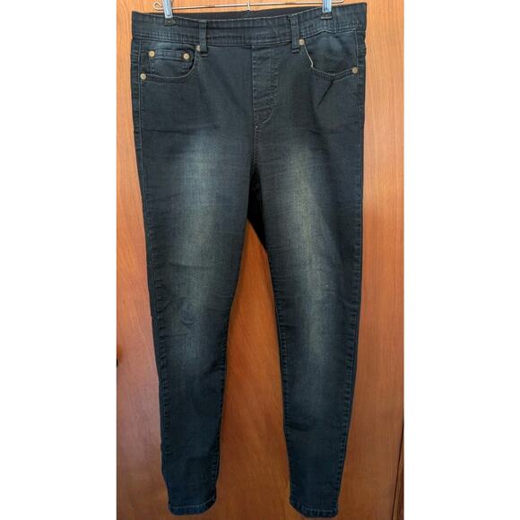 Diane Gilman DG2 Women's Dark Blue Stretch Flat Front Jeans Pants Medium 32" - Picture 1 of 6